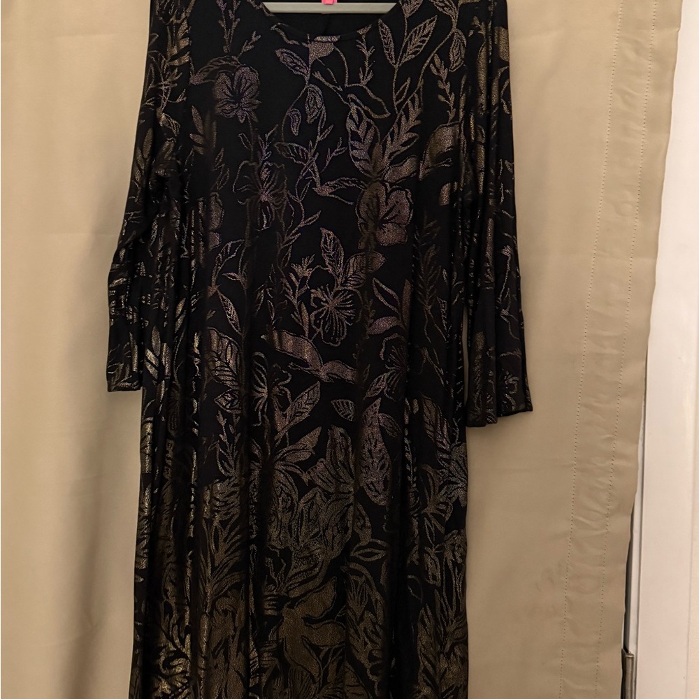 Lilly Pulitzer Black and Gold Floral Dress